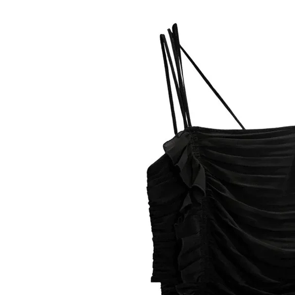 ZARA | Black | RUFFLED FLORAL DRESS - Picture 4 of 16